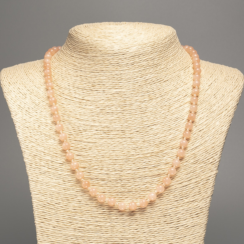 Necklace Beads "Celestite" smooth ball, diameter 6mm±, length 50cm± made from white jade (synthetic dyed)