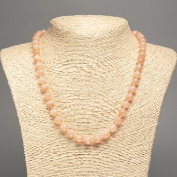 "Selenite" Necklace, Smooth Approx. 8 mm Beads, Approx. 50 cm, Dyed Synthetic White Jade