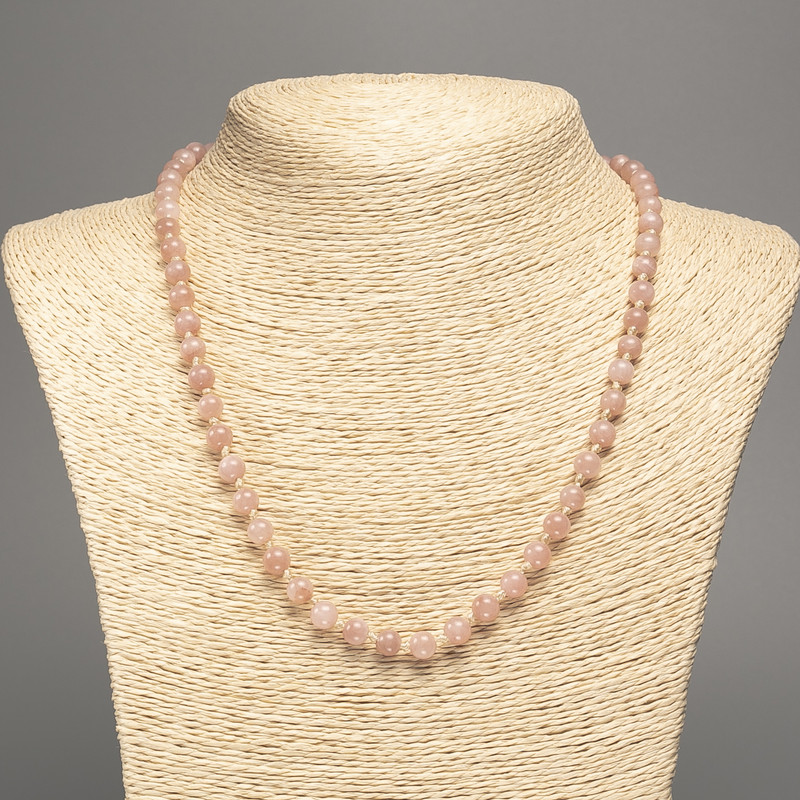 Necklace Beads "Selenite" smooth ball, diameter 6mm±, length 50cm±, made of white simulated jade (synthetic dyed)