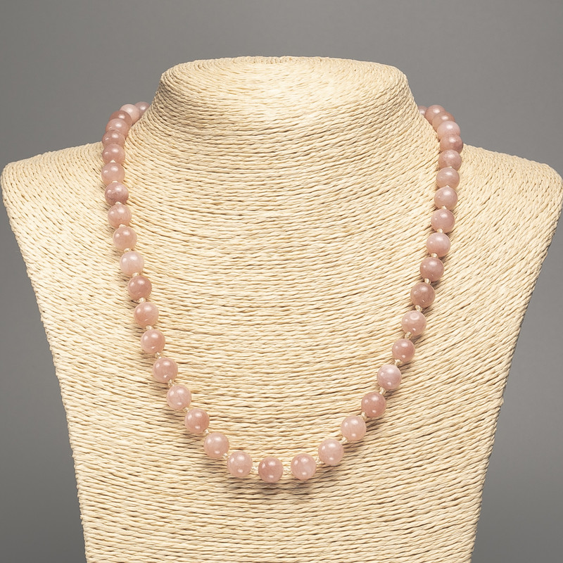 Necklace of Serpentinite Smooth Beads 8mm Ø, 50cm length, made of white jade (synthetic dyed)