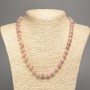 Necklace of Serpentinite Smooth Beads 8mm Ø, 50cm length, made of white jade (synthetic dyed)