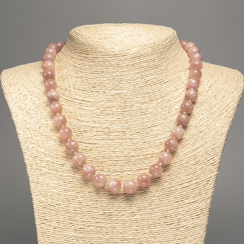 Necklace Beads "Celestite" smooth ball, diameter 12mm±, length 50cm± made from white jade (synthetic dyed)