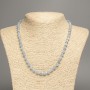 Necklace Gray-blue Aquamarine Smooth Bead 6mm diameter ±, 50cm length ± with White Jade (synthetic dyed)