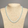 Necklace Light Blue Aquamarine, Smooth Beads 6mm ±, 50cm ±, Made from White Jade (synthetically dyed)