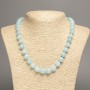 Necklace Light Blue Aquamarine Smooth Ball Beads, 10mm dia, approx 50 cm long, made of white jade (synthetic dyed)