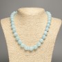 Necklace Light Blue Aquamarine Smooth Bead, 12 mm diameter ±, 50 cm length ±, made of white jade (synthetic dyed)