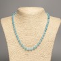 Necklace Blue Aquamarine Smooth Round Beads 6mm ±, 50cm ± length, made of white jade (synthetic dyed)