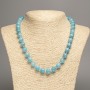 Blue Necklace "Aquamarine" smooth beads, diameter 10mm±, length 50cm± made of white jade (synthetic dyed)