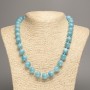 Necklace Blue Aquamarine Smooth Bead, 12mm Ø, 50cm length, synthetic colored white nephrite beads