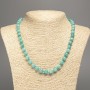 Necklace light green “Aquamarine” smooth ball, diameter 8mm±, length 50cm± with stone white jade (synthetic dyed)