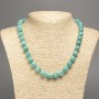 Necklace light green "Aquamarine" smooth ball, diameter 10mm±, length 50cm± made of synthetic white jade (dyed)