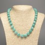 Necklace light green "Aquamarine" smooth bead, diameter 12mm±, length 50cm± with white jade stone (synthetic dyed)