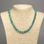 Necklace Green "Aquamarine" smooth sphere beads, diameter 8mm±, length 50cm±, made from white jade (synthetic dyed)