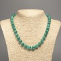 Necklace Green "Aquamarine" smooth beads, diameter 10mm ±, length 50cm ± with white jade (synthetic dyed)