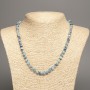 Necklace "Colors of Summer" blue-blue smooth bead, diameter 6mm±, length 50cm±, made of white jade (synthetic dyed)