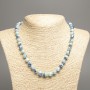 Necklace "Colors of Summer" blue-light blue smooth beads, diameter 8mm±, length 50cm±, made of white jade stone (synthetic dyed)