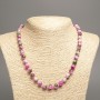 Necklace “Colors of Summer” white-green raspberry smooth beads, diameter 8mm±, length 50cm±, made of white jade (synthetic dyed)
