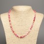 Necklace "Colors of Summer" white-pink-rust smooth beads, diameter 6mm±, length 50cm±, made of white jade (synthetic dyed)