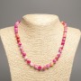 Necklace “Colors of Summer” white-pink-cinnamon smooth beads, diameter 8mm±, length 50cm±, made of white jade (synthetic dyed)