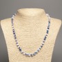 Necklace "Colors of Summer" white-blue smooth beads, diameter 6mm±, length 50cm±, made of white jade (synthetic dyed)