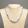 Necklace "Colors of Summer" white-blue smooth bead, diameter 8mm±, length 50cm±, made of white jade (synthetic dyed)