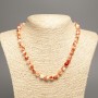 Necklace "Colors of Summer" white-rust smooth beads, diameter 8mm±, length 50cm±, made from white jade (synthetic dyed)
