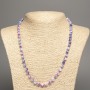 Necklace “Colors of Summer” white, pink, and blue smooth beads, 6mm diameter, length 50cm, with synthetic dyed mother of pearl (white jade)