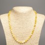 Necklace "Colors of Summer" white-golden smooth beads, diameter 6mm±, length 50cm±, made of white jade (synthetic dyed)
