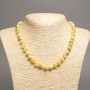 Necklace “Colors of Summer” white–mustard smooth beads, diameter 8 mm±, length 50 cm±, made of white jade (synthetic dyed)