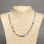 Necklace "Colors of Summer" white-rudal blue smooth beads, diameter 6mm±, length 50cm± with stones white jade (synthetic dyed)