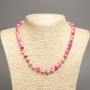 Necklace “Colors of Summer” white-yellow-raspberry smooth beads, diameter 8mm±, length 50cm±, made of white synthetic jade (dyed)