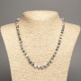 Necklace “Colors of Summer” white blue pink green smooth beads, diameter 6mm±, length 50cm±, made of white jade (synthetic dyed)