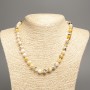 Necklace "Colors of Summer" white-gray-yellow smooth bead, diameter 8mm±, length 50cm±, made of white jade (synthetic dyed)