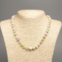 Necklace "Colors of Summer" white-pink-green smooth beads, 8mm diameter ±, length 50cm ±, made of white synthetic jade (synthetic-dyed)