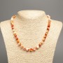 Necklace "Colors of Summer" white-ruddy smooth bead, diameter 8mm±, length 50cm±, made of white jade (synthetic dyed)