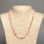 Necklace "Colors of Summer" white-yellow-pink smooth beads, diameter 6mm±, length 50cm±, made of white jade (synthetic dyed)