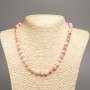 Necklace “Colors of Summer” white yellow pink smooth beads, diameter 8mm±, length 50cm±, made of synthetic dyed jade