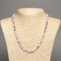 Necklace "Colors of Summer" White–Gray–Pink Smooth Beads, 6mm diameter ±, length 50cm ±, Made of White Synthetic Jade (dyed)