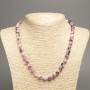 Necklace “Colors of Summer” white-gray-pink smooth beads, diameter 8 mm±, length 50 cm±, made of white jade (synthetic dyed)
