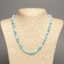 Necklace Beads "Colors of Summer" white-blue smooth ball, diameter 6mm±, length 50cm±, made of white jade (synthetic dyed)