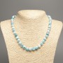 Necklace "Colors of Summer" white-blue smooth beads, 8mm diameter, length 50cm ±, made of white jade (synthetic dyed)