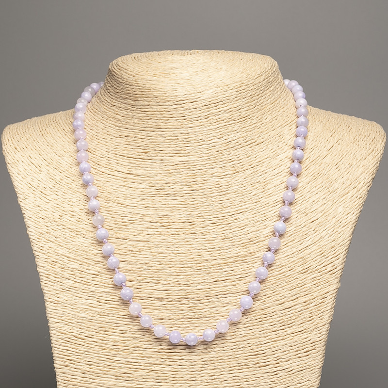 Necklace of Colors of Summer - lilac smooth beads, 6mm diameter, 50cm length, made from white jade (synthetic dyed)