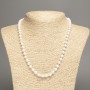 Necklace “Colors of Summer” bright white smooth round beads, diameter 6mm±, length 50cm±, made of white jade (synthetic dyed)