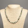 Necklace “Colors of Summer” white-green-gray smooth beads, diameter 8mm±, length 50cm±, made from white jade (synthetic dyed)