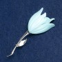 Brooch Flower, blue enamel, silver metal 27x72mm