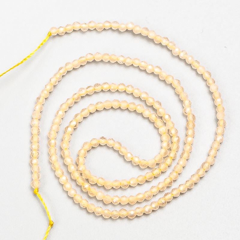 Small Spinel Beads (Synthetic) Beige Champagne Faceted Round Beads, 2mm± diameter, on thread, 37cm length