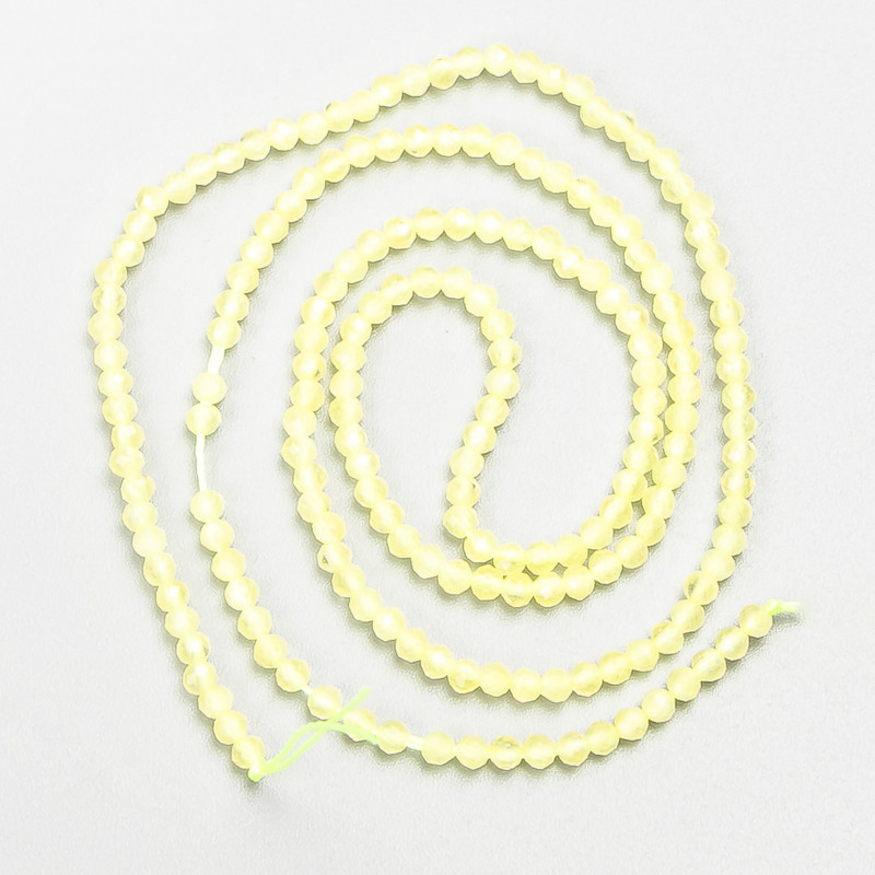 Small faceted spinel beads (synthetic) yellow faceted ball, diameter 2mm± on thread, length 37cm