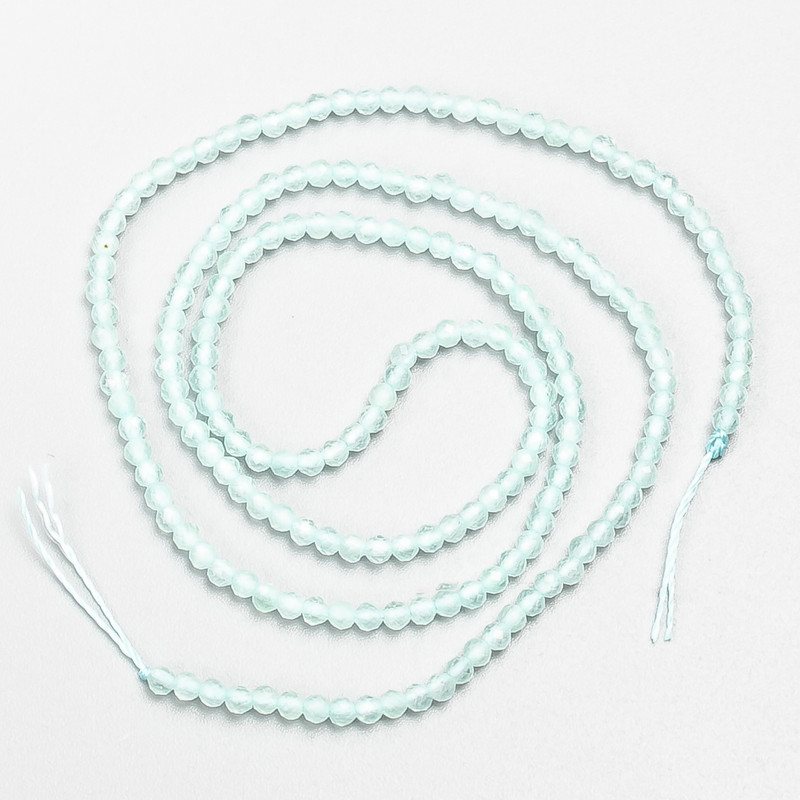 Small Spinel Beads (synthetic) Lightazure Faceted Round Bead, 2mm± on Thread, 37cm Length