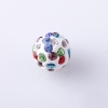 Shamballa Bead, 10mm diameter, White with Colored Rhinestones, pack of 9 pcs