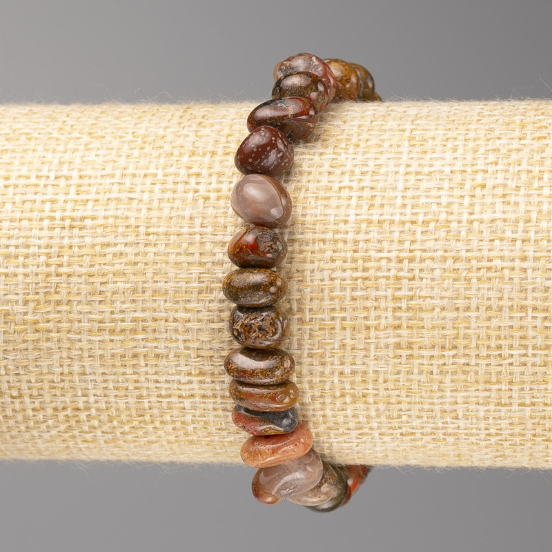 Jasper Stone Bracelet assorted tumbled, 8x10mm+ diameter on elastic, length 18cm+